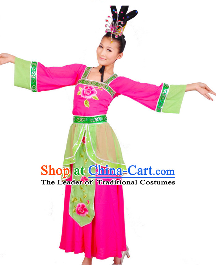 Chinese Classicial Dancing Costumes Dancewear and Headpieces Complete Set for Women