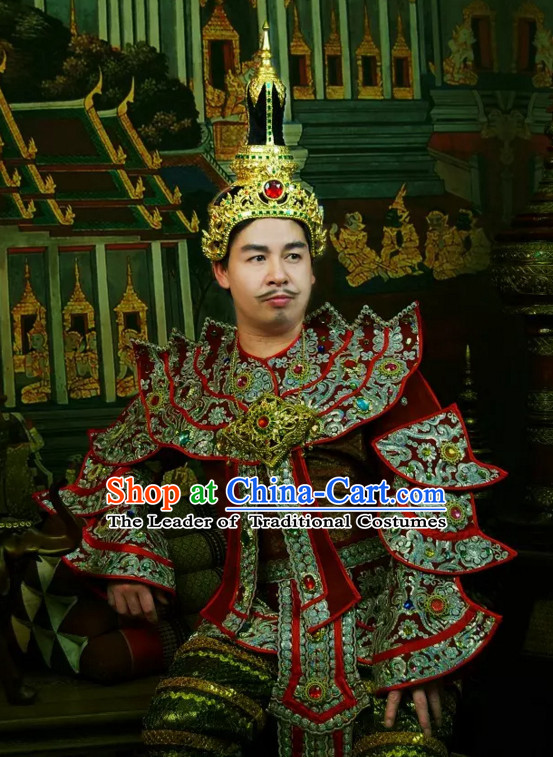 Top Traditional National Thai Empeoror Costumes Garment Dress Thai Traditional Dress Dresses Wedding Dress Complete Set for Men Boys Youth Kids Adults