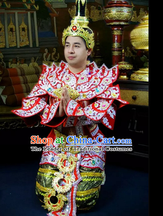 Top Traditional National Thai Empeoror Costumes Garment Dress Thai Traditional Dress Dresses Wedding Dress Complete Set for Men Boys Youth Kids Adults