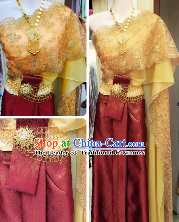 Top Traditional National Thai Garment Dress Thai Traditional Dress Dresses Wedding Dress Complete Set for Women Girls Youth Kids Adults