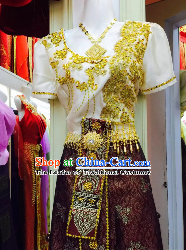 Top Traditional National Thai Garment Dress Thai Traditional Dress Dresses Wedding Dress Complete Set for Women Girls Youth Kids Adults