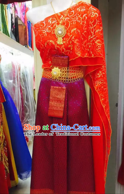 Top Traditional National Thai Costumes Garment Dress Thai Traditional Dress Dresses Wedding Dress Complete Set for Women Girls Youth Kids Adults