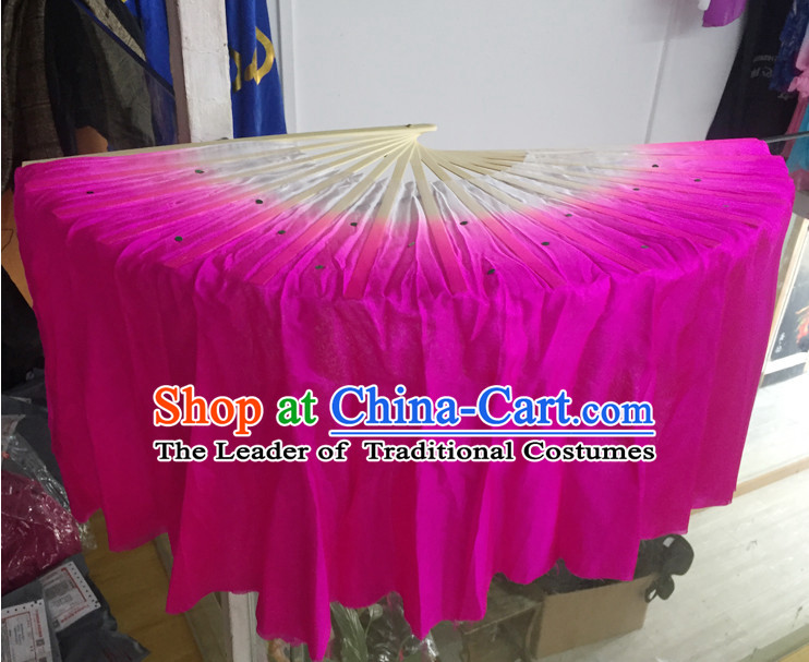 Professional Traditional Chinese Beijing Dance Academy Color Transition Two Sides Pure Silk Dance Fan