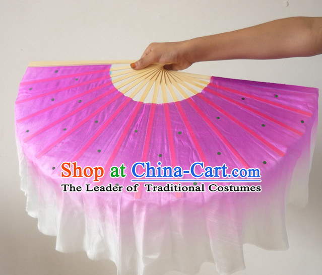 Professional Traditional Chinese Beijing Dance Academy Color Transition Pure Silk Dance Fan