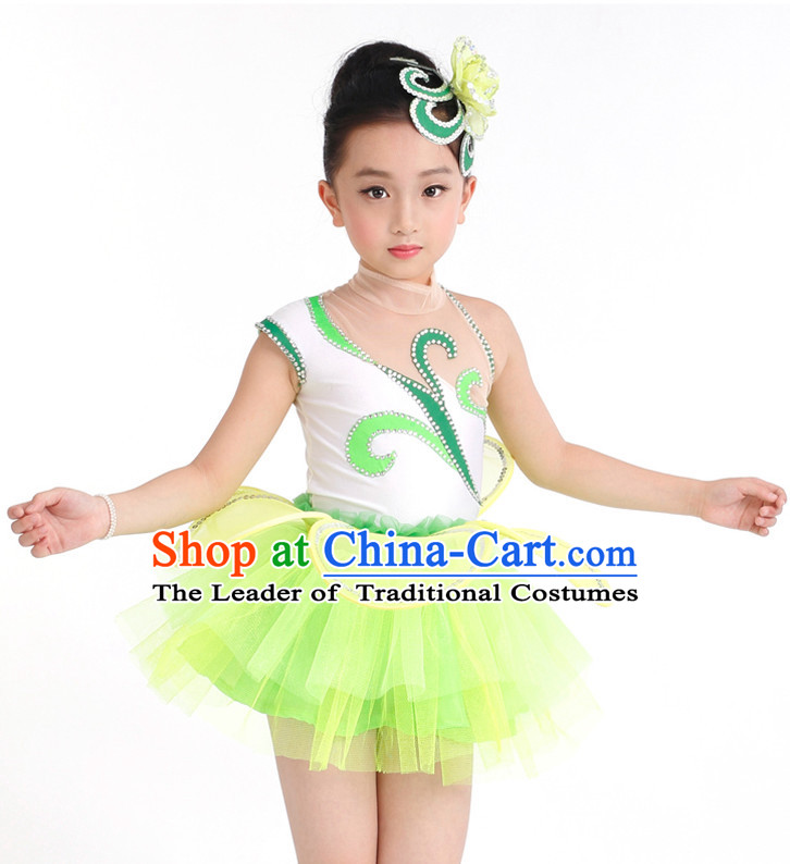 Chinese Competition Dance Costumes Kids Dance Costumes Folk Dances Ethnic Dance Fan Dance Dancing Dancewear for Children