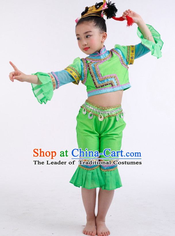 Chinese Competition Han Dance Costumes Kids Dance Costumes Folk Dances Ethnic Dance Fan Dance Dancing Dancewear for Children