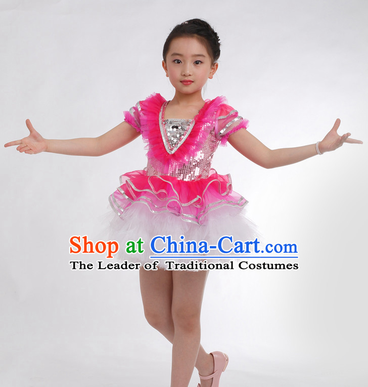 Chinese Competition Ballroom Dance Costumes Kids Dance Costumes Folk Dances Ethnic Dance Fan Dance Dancing Dancewear for Children