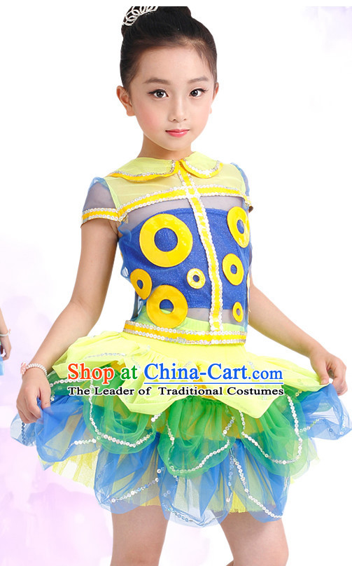 Chinese Competition Modern Dance Costumes Kids Dance Costumes Folk Dances Ethnic Dance Fan Dance Dancing Dancewear for Children