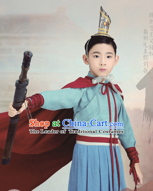 Ancient Chinese Emperor Clothing and Hat Complete Set for Children Kids