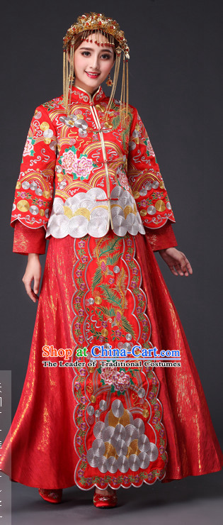 Traditional Chinese Red Wedding Dress for Brides