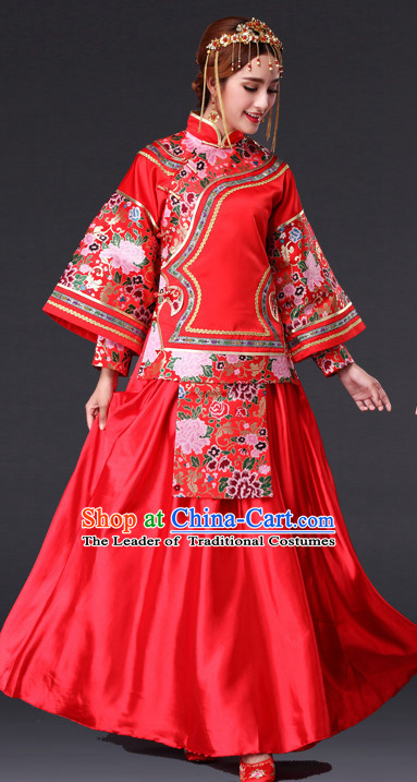 Traditional Chinese Red Wedding Dress for Brides