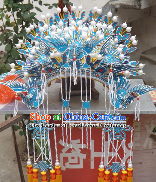 Top Chinese Headdress Opera Stage Performance Phoenix Crown Hat for Adults Kids Children Women Girls