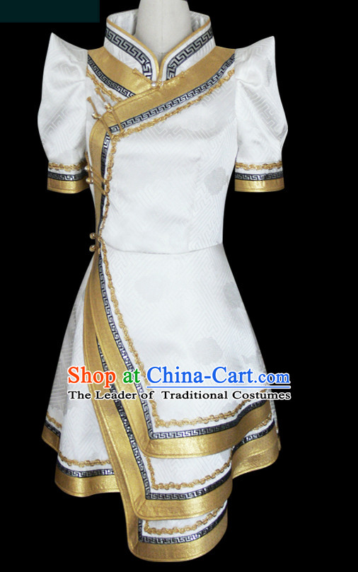 Mongolian People Yuan Dynasty Mongolians Dance Costumes Clothing Clothes Garment Complete Set for Women Girls