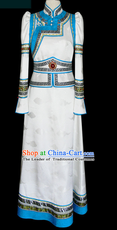 Mongolian People Yuan Dynasty Mongolians Dance Costumes Clothing Clothes Garment Complete Set for Women Girls