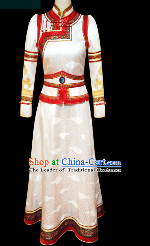 Mongolian People Yuan Dynasty Mongolians Dance Costumes Clothing Clothes Garment Complete Set for Women Girls