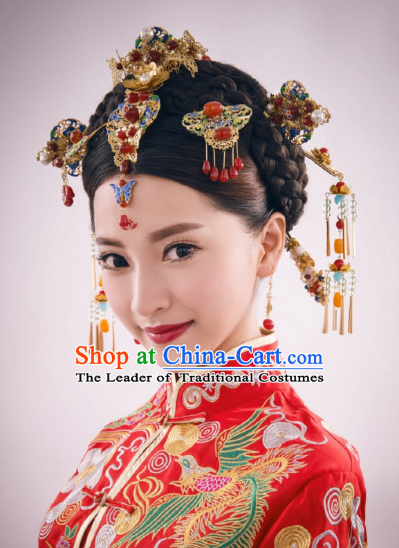 Classical Chinese Handmade Wedding Hair Accessories Fascinators Hair Sticks Hairpins Hair Bows Hair Pieces Bridal Hair Clips