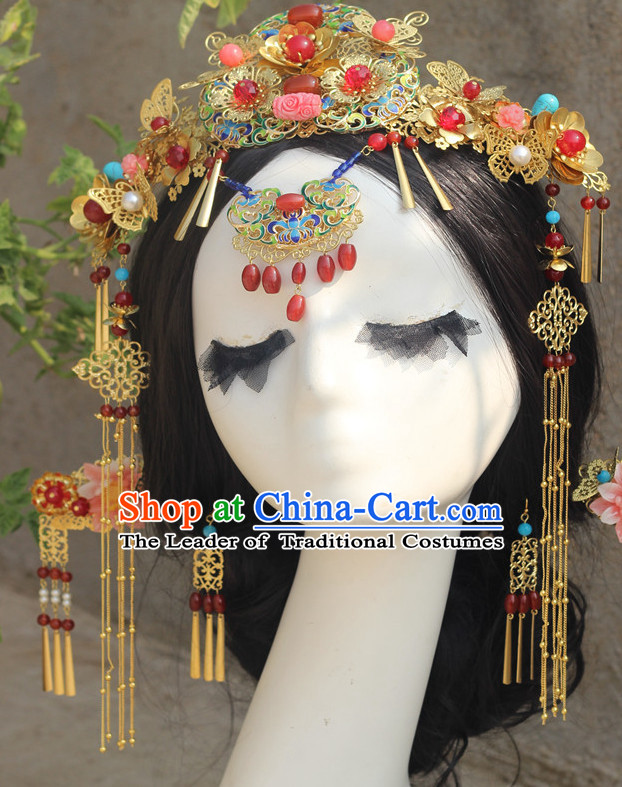 Handmade Classical Asian Chinese Wedding Hair Accessories Fascinators Hair Sticks Hairpins Hair Bows Hair Pieces Bridal Hair Clips