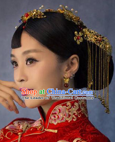 Handmade Asian Chinese Classical Wedding Hair Accessories Fascinators Hair Sticks Hairpins Hair Bows Hair Pieces Bridal Hair Clips