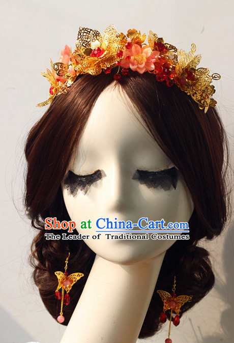 Handmade Asian Chinese Classical Wedding Hair Accessories Fascinators Hair Sticks Hairpins Hair Bows Hair Pieces Bridal Hair Clips Phoenix Crown Coronet