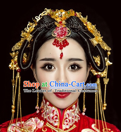 Handmade Asian Chinese Classical Wedding Hair Accessories Fascinators Hair Sticks Hairpins Hair Bows Hair Pieces Bridal Hair Clips Phoenix Crown Coronet