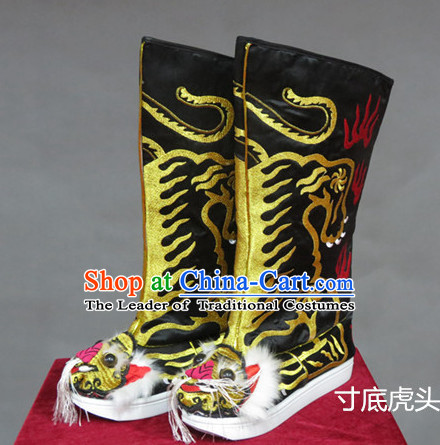 Black Chinese Traditional Bian Lian Mask Change Tiger Head Boots