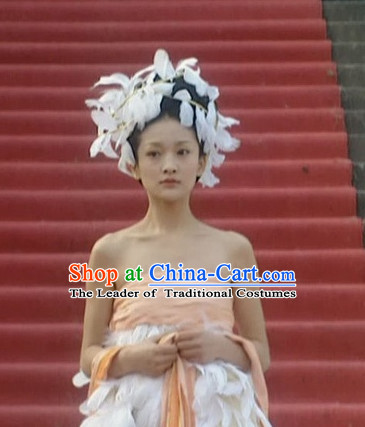 the Tang Dynasty Hairstyles Palace Queen Black Wigs and Hair Accessories for Women or Girls