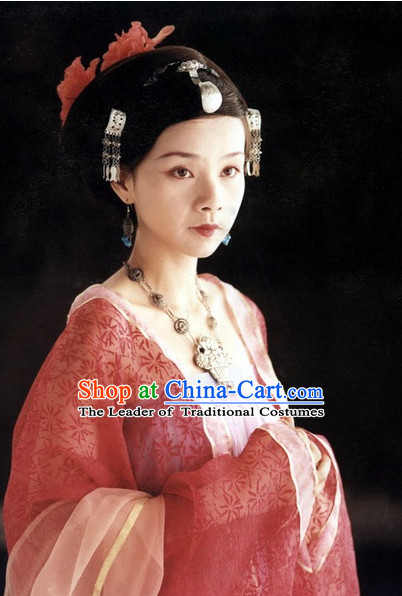 the Tang Dynasty Hairstyles Palace Empress Black Wigs and Hair Accessories for Women or Girls