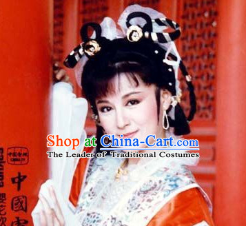 Ancient Chinese Imperial Beauties Empress Black Wigs and Hair Styling Accessories Gold Hair Clips