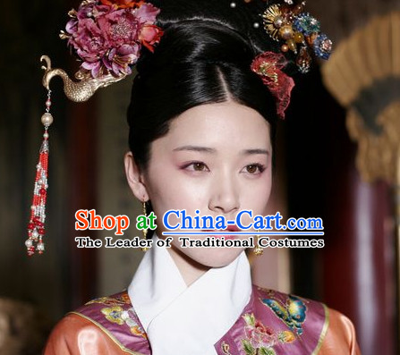 Qing Dynasty Traditional Chinese Imperial Palace Traditional Princess Headwear Headgear Hair Accessories Headdress for Women Girls
