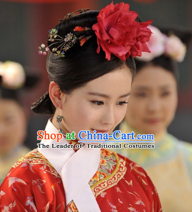 Qing Dynasty Imperial Palace Traditional Chinese Princess Style Black Long Wig Wigs and Hair Accessories for Women Girls