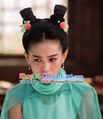 Ancient Chinese Traditional Style Cute Girl Black Wigs for Women Girls