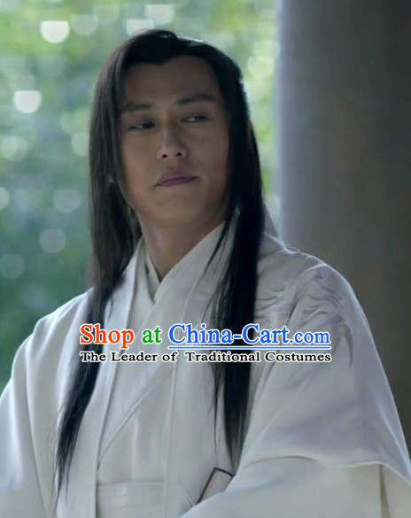 Ancient Chinese Traditional Style Long Black Hair Wigs for Young Men