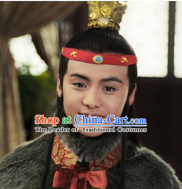 Ancient Chinese Style Jia Baoyu Male Long Black Wigs and Hair Jewelry Set