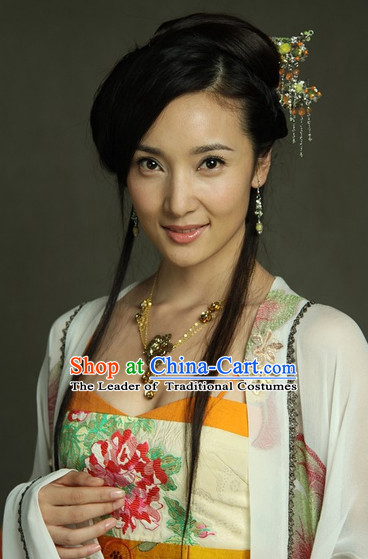 Traditional Chinese Lady Black Wigs and Hair Accessories Complete Set