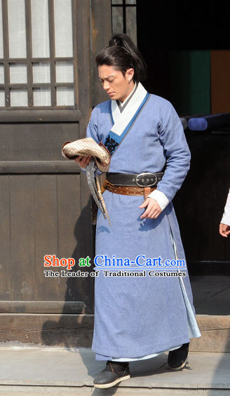 Traditional Chinese Ancient Hanfu Male Robe Clothing Complete Set