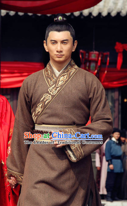 Traditional Chinese Ancient Hanfu Male Robe Clothing Complete Set