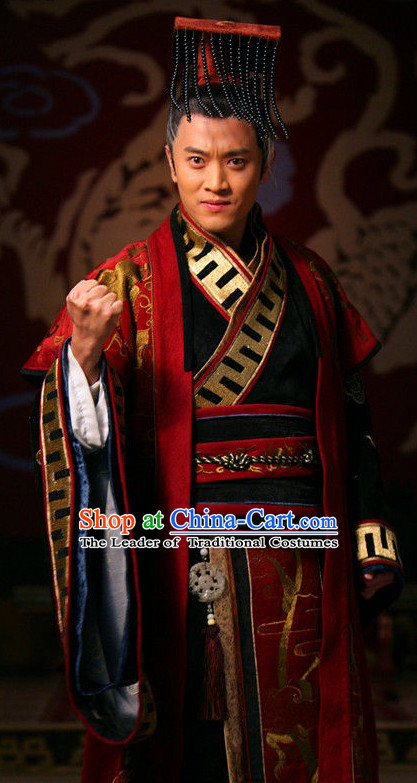 Traditional Chinese Ancient Emperor Costumes and Hat Complete Set for Men