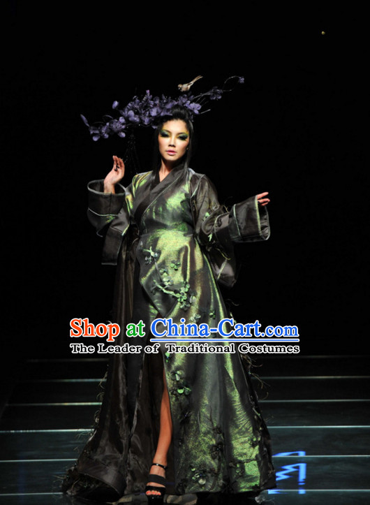 Asian Chinese Fashion Custom Tailored Custom Make Made to Order Chinese Style Custom Made Professional Stage Performance Costumes and Hair Decoration Complete Set