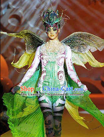 Asian Chinese Fashion Custom Tailored Custom Make Made to Order Chinese Style Fantasy Custom Made Professional Stage Performance Costumes and Hair Decoration Headwear Complete Set