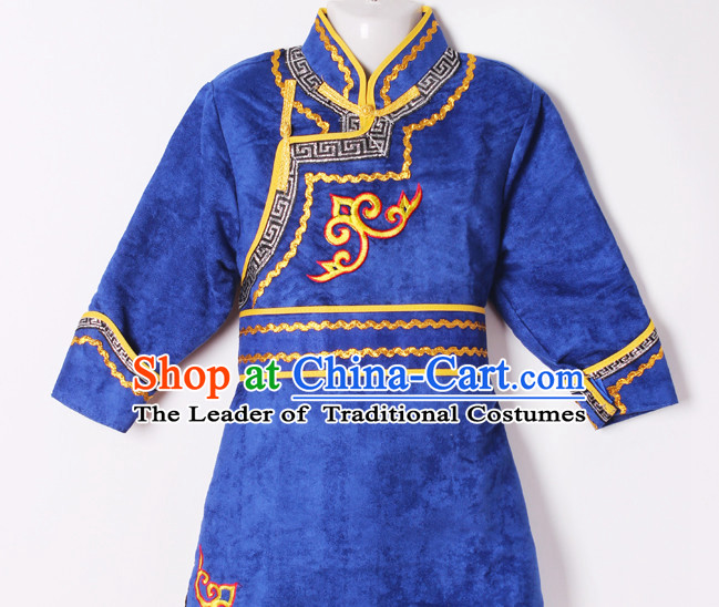 Chinese Traditional Ethnic Mongolian Dresses Complete Set for Girls Boys