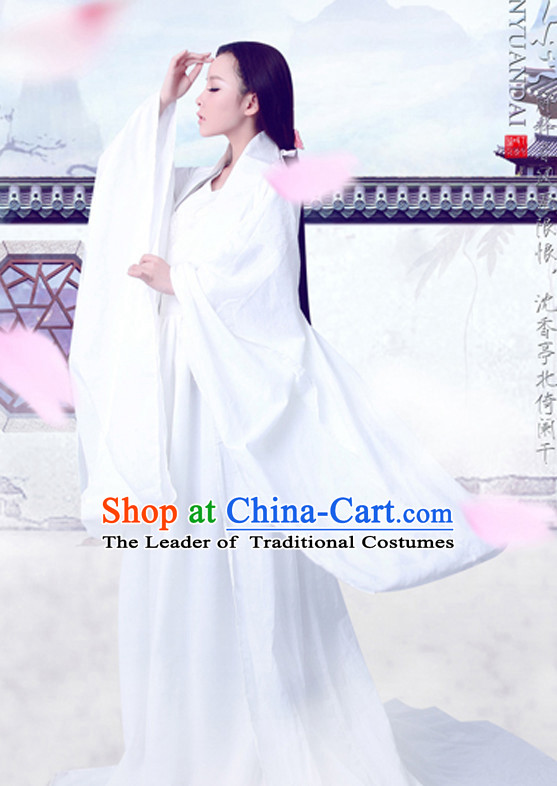 Ancient Chinese Pure White Fairy Women Clothing