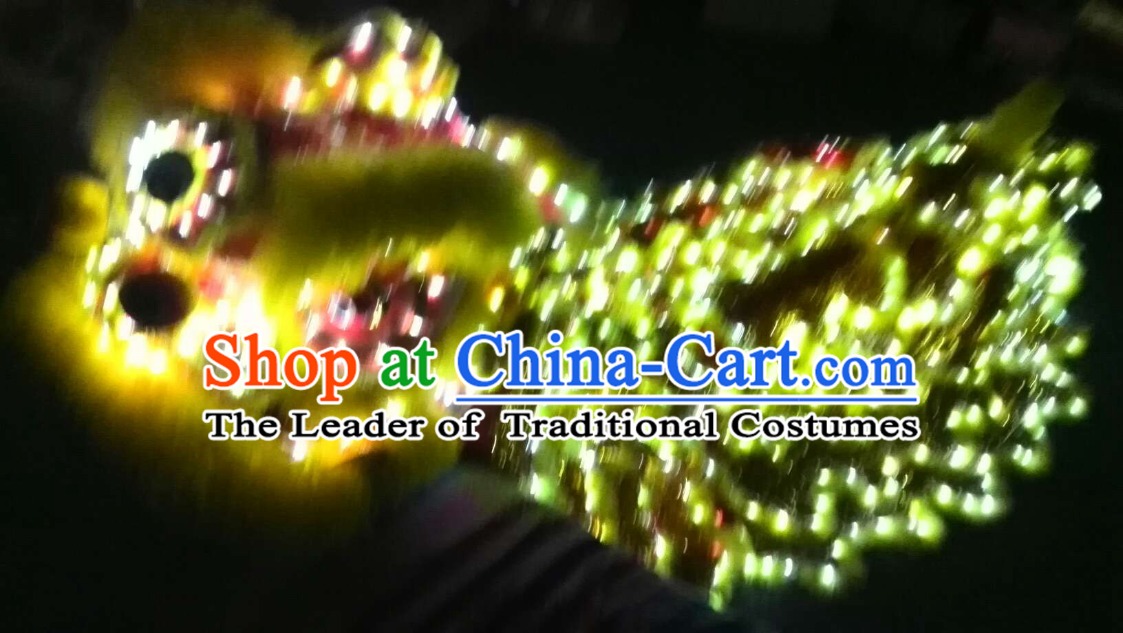 Yellow LED Lights Lion Dance Costumes Complete Set