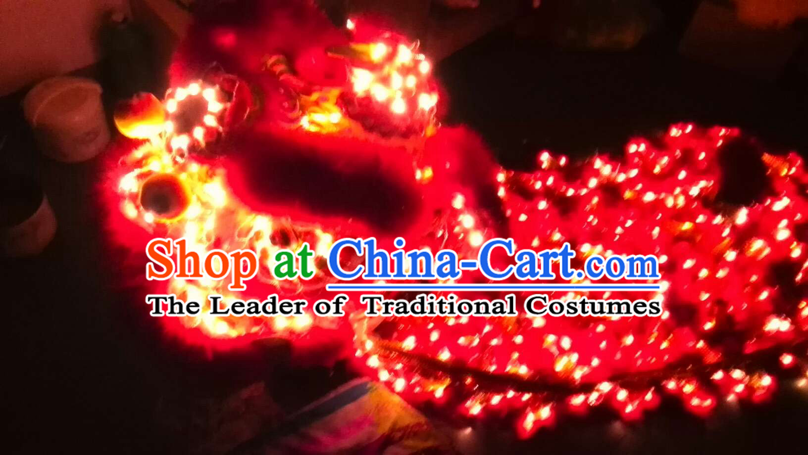 Red LED Lights Lion Dance Costumes Complete Set