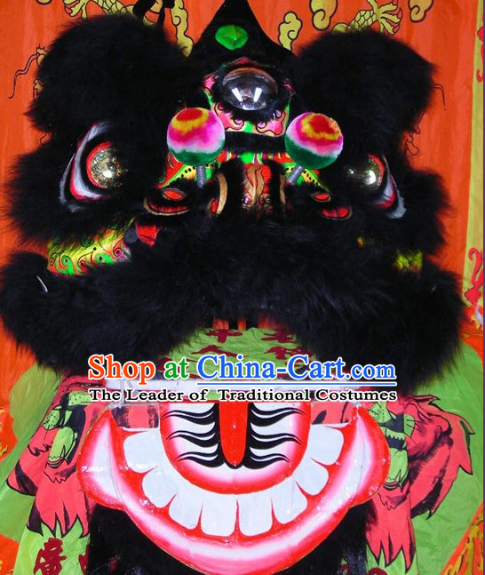 Supreme Chinese 100_ Natural Long Wool Fut San Lion Dance Costumes Complete Set
