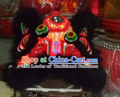 Supreme Chinese 100_ Natural Long Wool Fut San Lion Dancing Costumes Complete Set