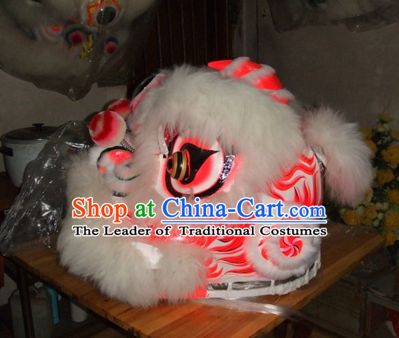 Top Chinese 100_ Natural Long Wool Fut San Lion Dancing Costumes Complete Set