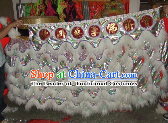 Chinese Traditional 100_ Natural Long Wool Lion Dancing Body Costume Pants Claws Set