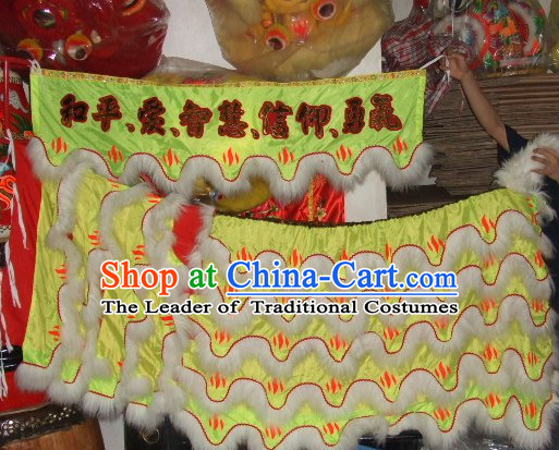 Chinese Traditional 100_ Natural Long Wool Lion Dance Body Costume Pants Claws Set