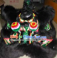 Top Black Green Teenagers Students Chinese Classical 100_ Natural Long Wool Fut San Lion Dance Costumes Complete Set