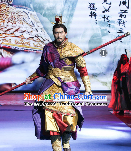 Ancient Chinese Emperor Body Armor Costumes Hanfu Dresses Complete Set for Men